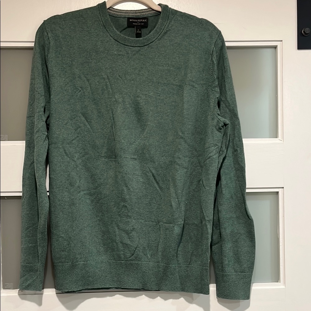 Banana republic men’s luxury silk cashmere blend Green Sweater business casual